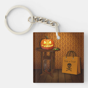 ハロウィーンカボチャのトリックまたはトリート キーホルダー