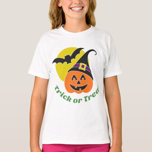 ハロウィーンカボチャのトリックまたはパーソナライズされた治療 Tシャツ (正面)