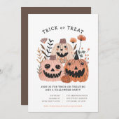 ハロウィーンカボチャのトリックまたは処理招待状 招待状 (正面/裏面)