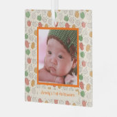 ハロウィーンカボチャのパターンオレンジ色の写真名 ガラスオーナメント (正面左)