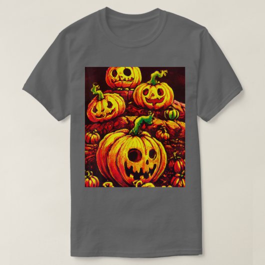 ハロウィーンカボチャのパッチ Tシャツ (デザイン正面)