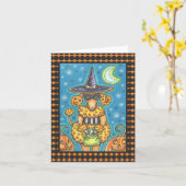 ハロウィーンカボチャのプードルのノート挨拶カー空白のド カード (黄色い花)