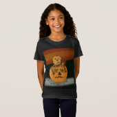 ハロウィーンカボチャのメスキッドキッズ Tシャツ (正面フル)