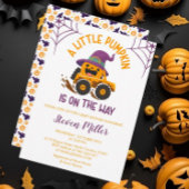 ハロウィーンカボチャのモンスタートラック赤ちゃんシャワー 招待状