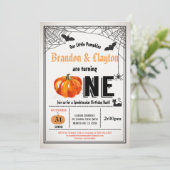 ハロウィーンカボチャの双子の第1誕生会 招待状 (スタンド正面)