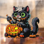 ハロウィーンカボチャの彫刻猫 ウィンドウサイン (シート2)