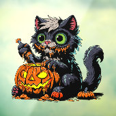 ハロウィーンカボチャの彫刻猫 ウィンドウサイン (シート3)