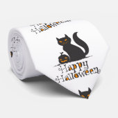 ハロウィーンカボチャの猫 – バックカラーを選択 ネクタイ (ロール)