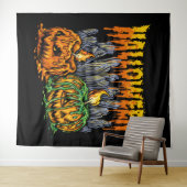 ハロウィーンカボチャの背景 タペストリー (インサイチュ(横))