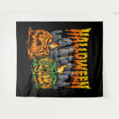 ハロウィーンカボチャの背景 タペストリー (正面(横))