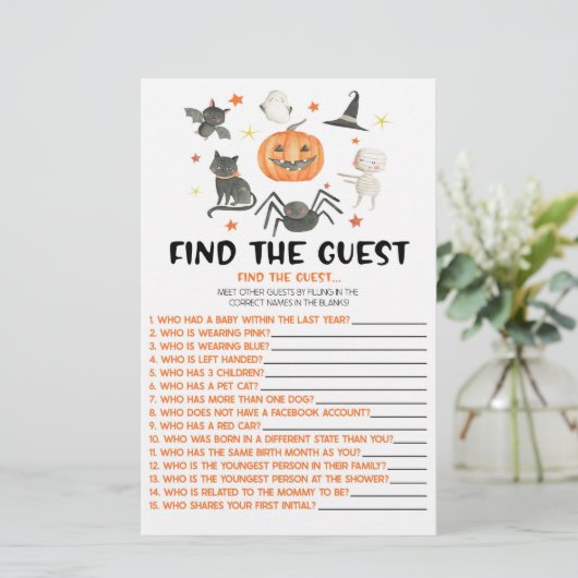 ハロウィーンカボチャはゲストの赤ちゃんシャワーゲームを見つける 便箋 (スタンド正面)