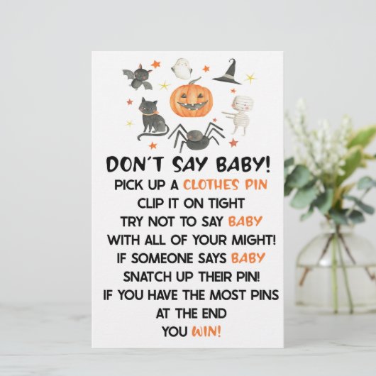 ハロウィーンカボチャは赤ちゃんシャワーのゲームを言わない 便箋 (スタンド正面)