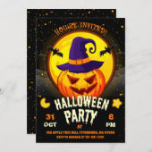 ハロウィーンカボチャを彫るかわいいスプークタクルな子どもたち 招待状 (正面/裏面)