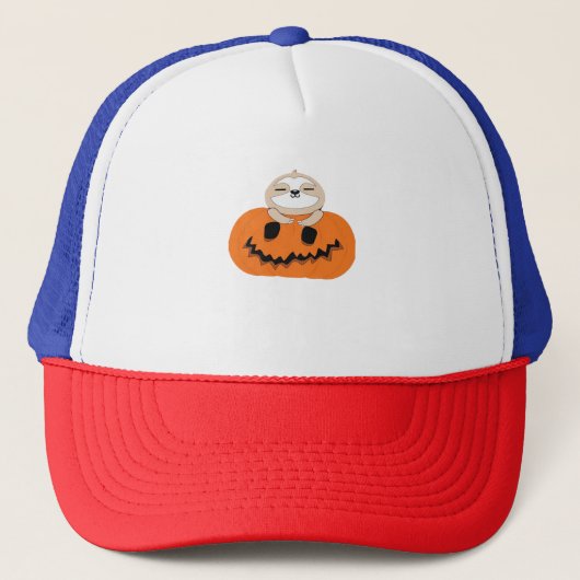 ハロウィーンカボチャクラシックンスロスTシャツ キャップ (正面)