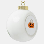 ハロウィーンカボチャクラシックンスロスTシャツ セラミックボールオーナメント (左)