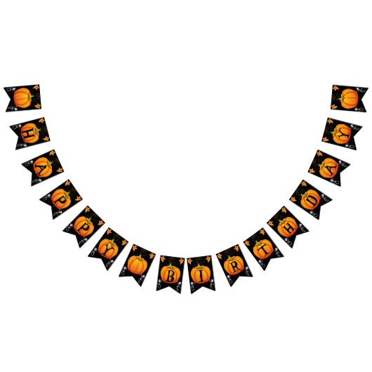 ハロウィーンカボチャハッピーバースデー バンティングフラッグ (全)