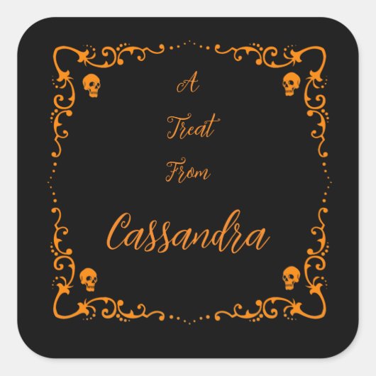 ハロウィーンカボチャパーソナライズされたオレンジ スクエアシール (正面)