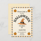 ハロウィーンカボチャパーティの招待状 招待状 (正面/裏面)