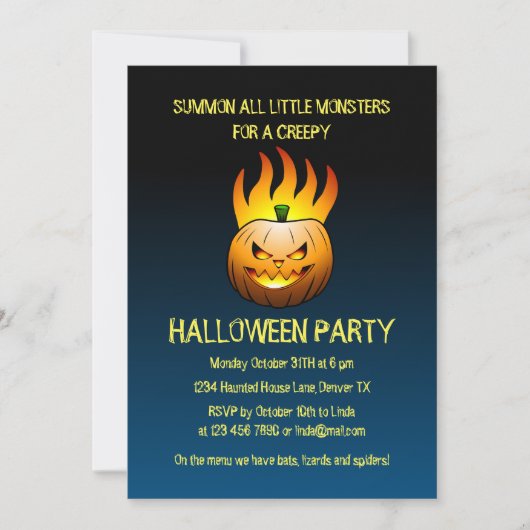 ハロウィーンカボチャパーティー 招待状 (正面)