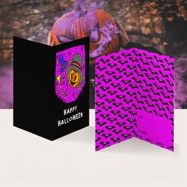 ハロウィーンカボチャホーンこうもり教室の交換カード 名刺