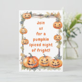 ハロウィーンカボチャ不気味フレーム秋 招待状 (スタンド正面)