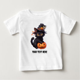 ハロウィーンカボチャ不気味猫ヴィンテージ ベビーTシャツ