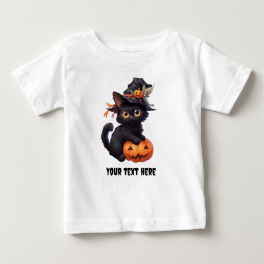 ハロウィーンカボチャ不気味猫ヴィンテージ ベビーTシャツ (正面)