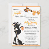 ハロウィーンカボチャ仮想ウィッチベイビーシャワー 招待状 (正面)