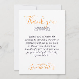 ハロウィーンカボチャ動物リトルブベビーシャワー サンキューカード