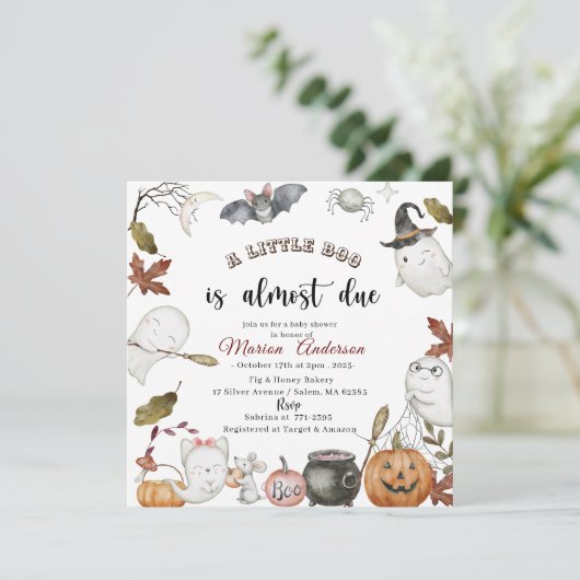 ハロウィーンカボチャ小さなブー赤ちゃんシャワー 招待状 (スタンド正面)