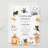 ハロウィーンカボチャ幽霊小さなブー赤ちゃんシャワー 招待状 (正面)