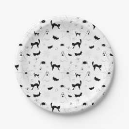 ハロウィーンカボチャ幽霊猫こうもりオレンジブラックパット ペーパープレート