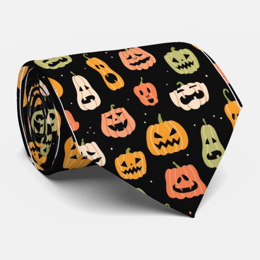 ハロウィーンカボチャ彫りフェスティバルトリックまたはトリート ネクタイ (ロール)