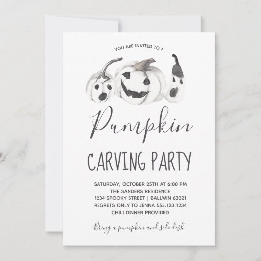 ハロウィーンカボチャ彫刻パーティー 招待状 (正面)