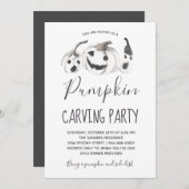 ハロウィーンカボチャ彫刻パーティー 招待状 (正面/裏面)