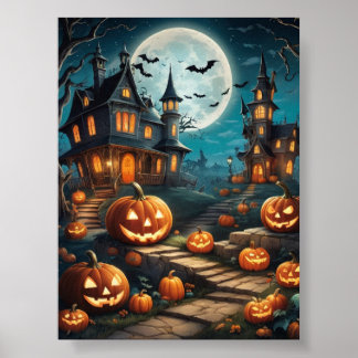ハロウィーンカボチャ怖いポスタープリントデジタル ポスター