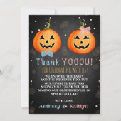 ハロウィーンカボチャ性別リビールパーティー サンキューカード (正面)