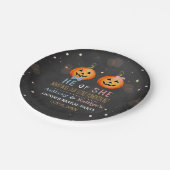 ハロウィーンカボチャ性別リビールパーティー ペーパープレート (アングル)