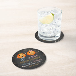 ハロウィーンカボチャ性別リビールパーティー ラウンドペーパーコースター