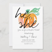 ハロウィーンカボチャ手の水の色ジェンダーの明かす 招待状 (正面)