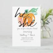 ハロウィーンカボチャ手の水の色ジェンダーの明かす 招待状 (スタンド正面)