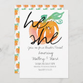 ハロウィーンカボチャ手の水の色ジェンダーの明かす 招待状 (正面/裏面)