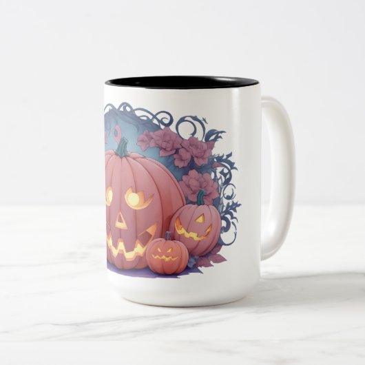 ハロウィーンカボチャ模様 ツートーンマグカップ (正面右)
