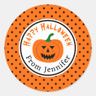 ハロウィーンカボチャ水玉模様シール ラウンドシール