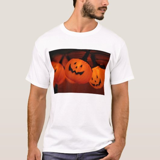 ハロウィーンカボチャ照明大人Tシャツ白 Tシャツ (正面)
