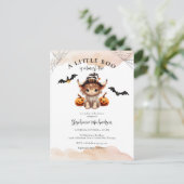 ハロウィーンカボチャ牛の小さなブー赤ちゃんシャワー ポストカード (スタンド正面)