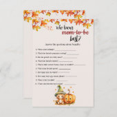 ハロウィーンカボチャ秋ベビーシャワーゲームカード サンキューカード (正面/裏面)