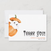 ハロウィーンカボチャ秋ベビーシャワー サンキューカード (正面)