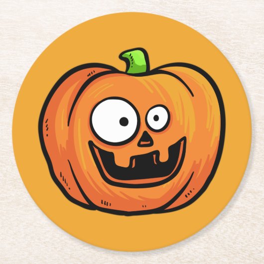 ハロウィーンカボチャ紙コースター1 ラウンドペーパーコースター (正面)