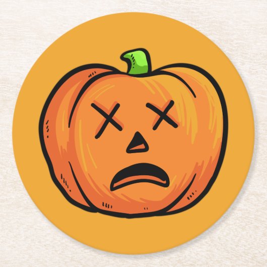 ハロウィーンカボチャ紙コースター9 ラウンドペーパーコースター (正面)